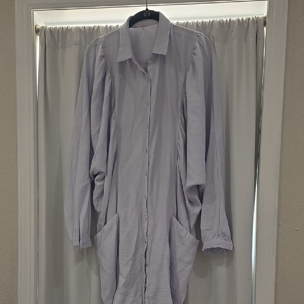 Free People Fade Away Button-Up Shirt Dress Size Medium